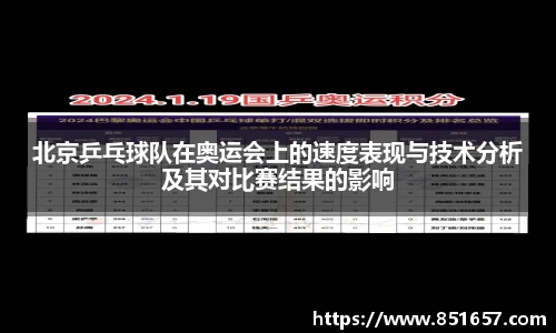 北京乒乓球队在奥运会上的速度表现与技术分析及其对比赛结果的影响